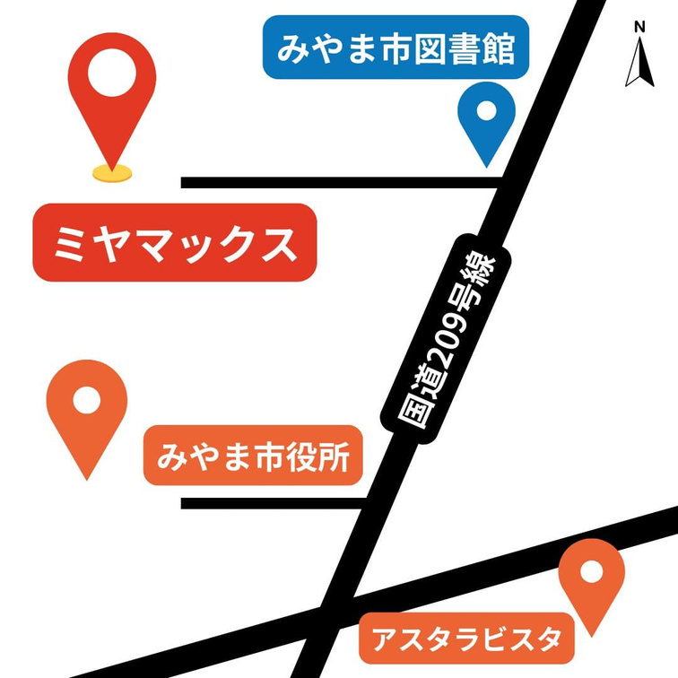 バランスボール体質改善教室の会場「みやま市瀬高町のミヤマックス」の地図